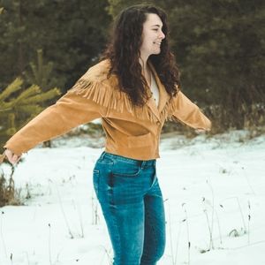 Vintage Western Style Real Suede Fringe Jacket